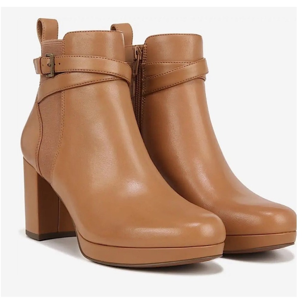 New Vionic Nella Women's Ankle Bootie / Short Boot Camel Nappa Leather Size 6